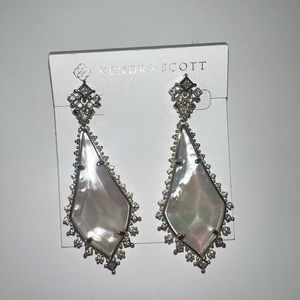 White and gold Kendra Scott earrings